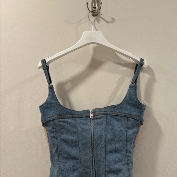 Mugler Blue Denim Cutout Top Corset - Picture 4 of 5